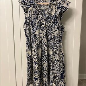 Umgee Navy and Cream Floral Dress